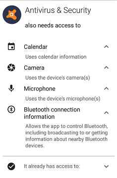 Avast additional permission
