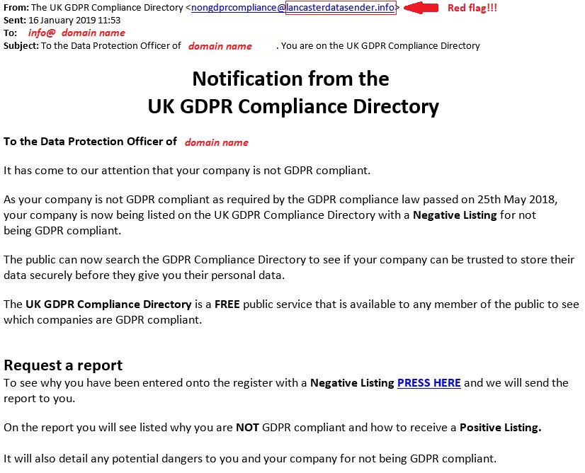 Not GDPR compliant email
